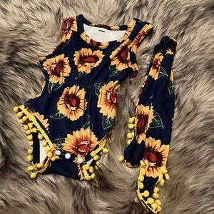 Baby girls sunflower 3-6m romper with headband